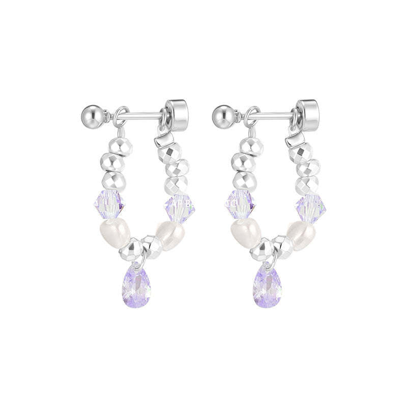 C廠-彩色多巴胺水滴鋯石耳環女輕奢百搭甜美碎銀鈦鋼耳圈精緻秋冬耳飾「EH-4281」25.11-4