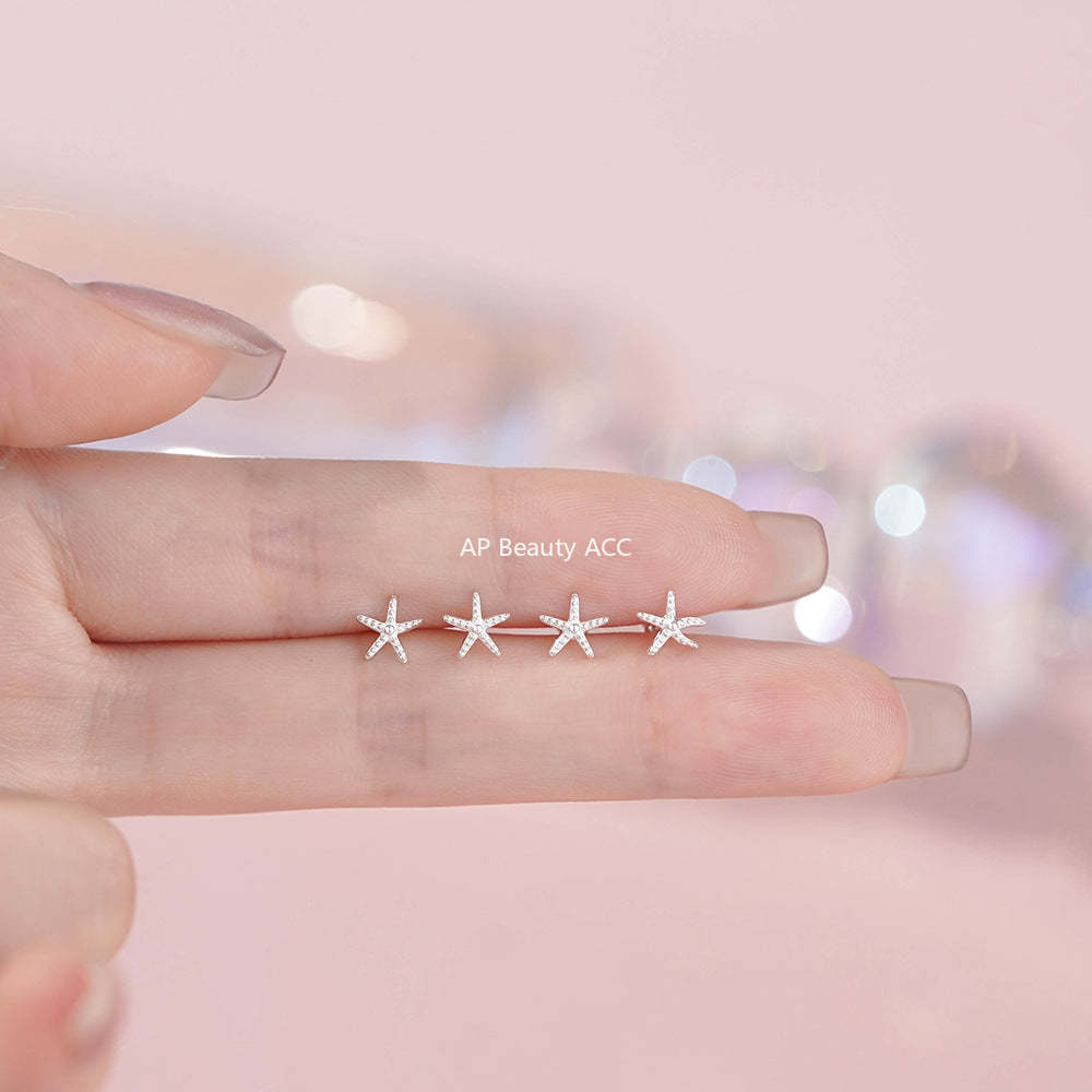 D廠-足銀S999海星螺絲耳環度假風韓系氛圍感獨特小巧溫柔精美耳飾「YC4299E_1」25.12-2