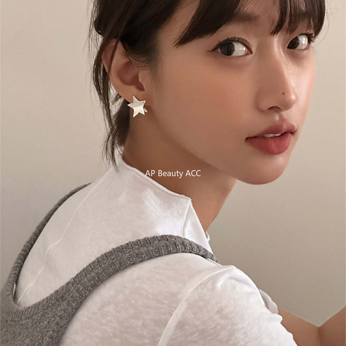 C廠-銀色立體五角星耳環女小眾設計耳飾輕奢高級感特漂亮巨好看耳環「EH-2399」25.12-3