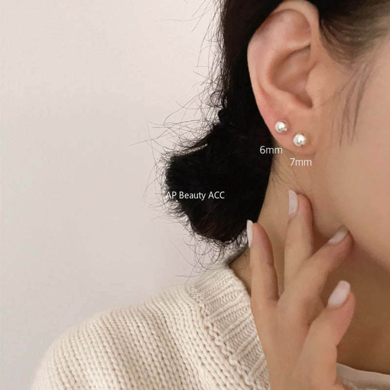 F廠-歐美韓國925純銀耳釘冷淡風圓珠耳環耳扣耳飾「C876」25.12-1