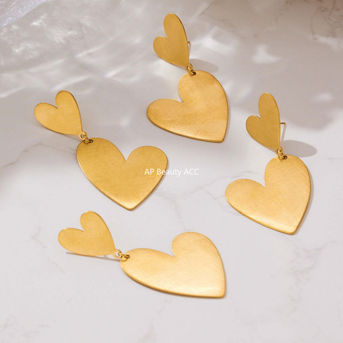 B廠-不鏽鋼大小愛心質感耳環戒指毛衣鏈跨境飾品套裝鍍18k真金「TXP462」25.10-5