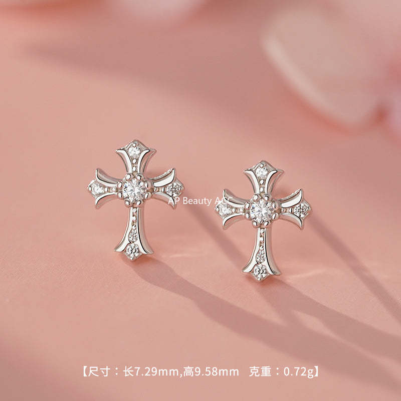 D廠-S999足銀輕奢個性十字架耳環女個性時尚冷淡風免摘耳骨耳飾「YC2153E_3 YC2416E_2 YC2434E_1」25.11-3