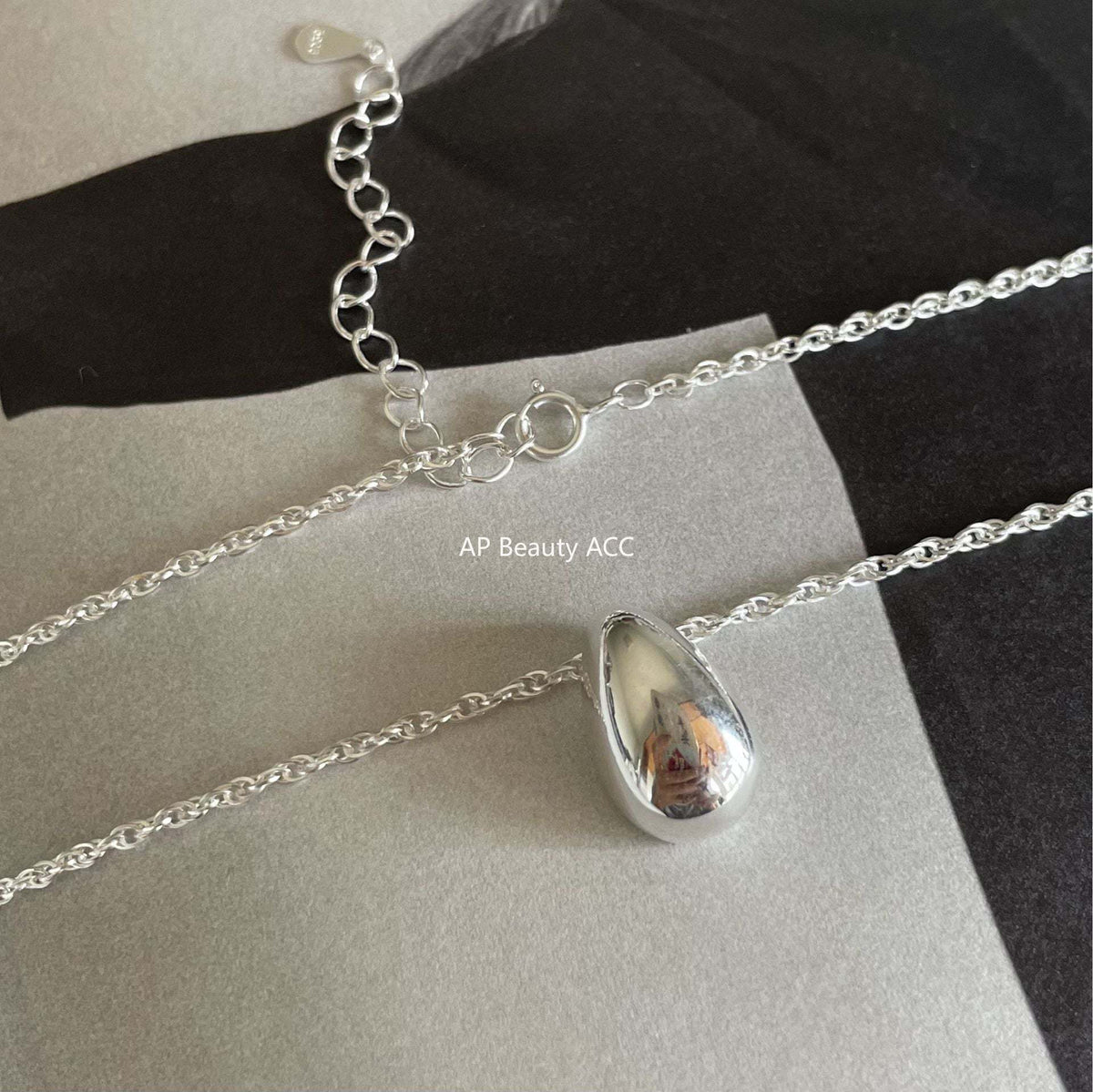 F廠-韓國韓版925純銀水滴項鍊簡約網紅小紅書氣質冷淡風項鍊「B1170」25.12-3