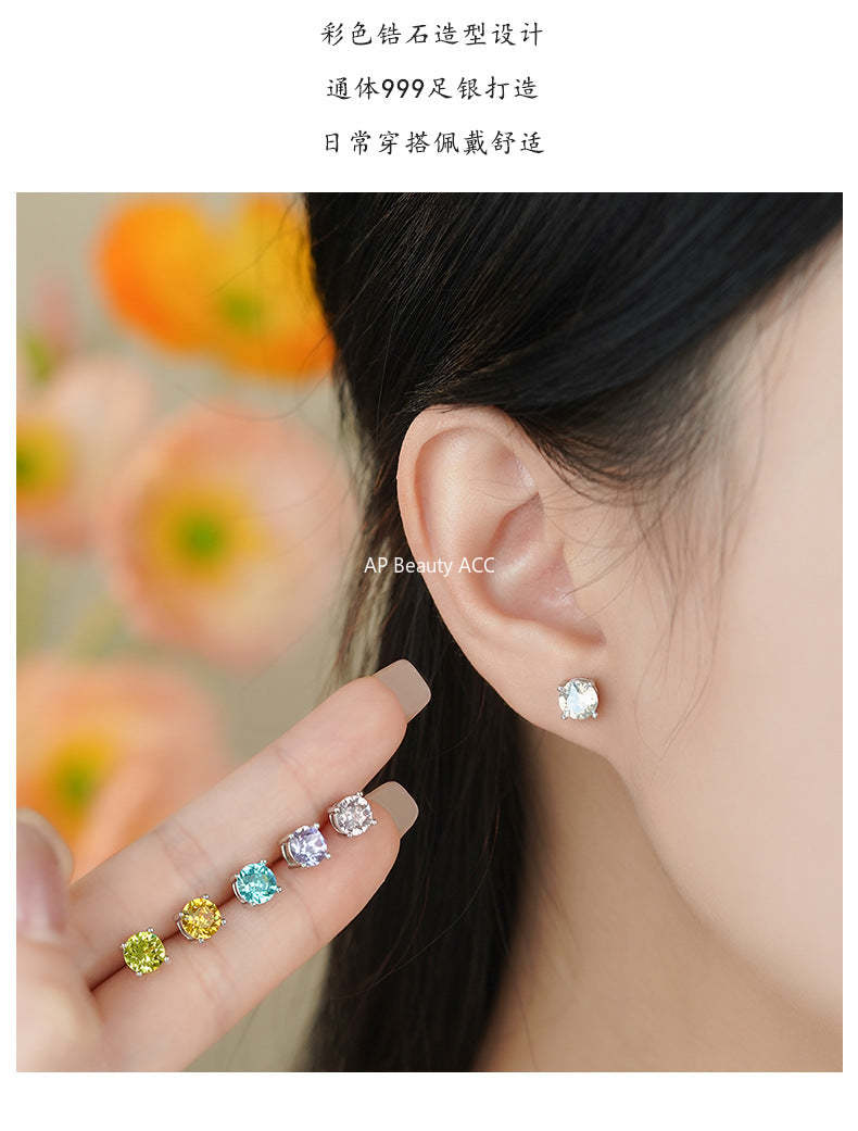 D廠-足銀S999小清新施華洛鋯石耳環女高級感多巴胺新款爆款耳飾「YC8779E_1」25.12-2