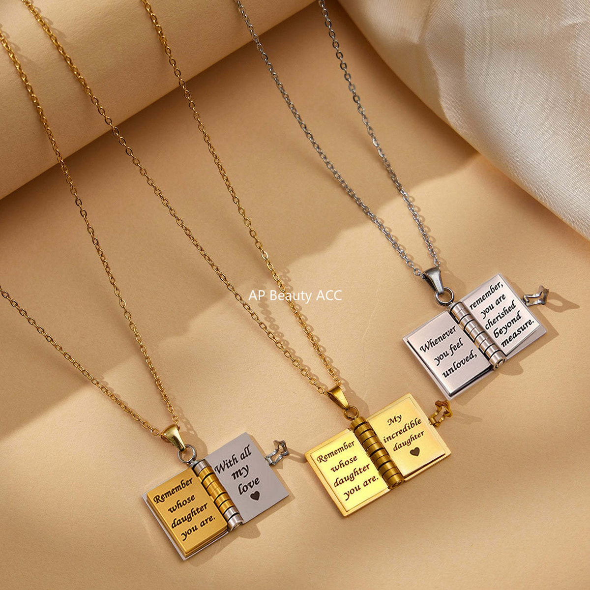 B廠-不鏽鋼小書本可打開刻字吊墜項鍊鍍18k真金歐美時尚熱銷新款飾品「RP022」25.12-3