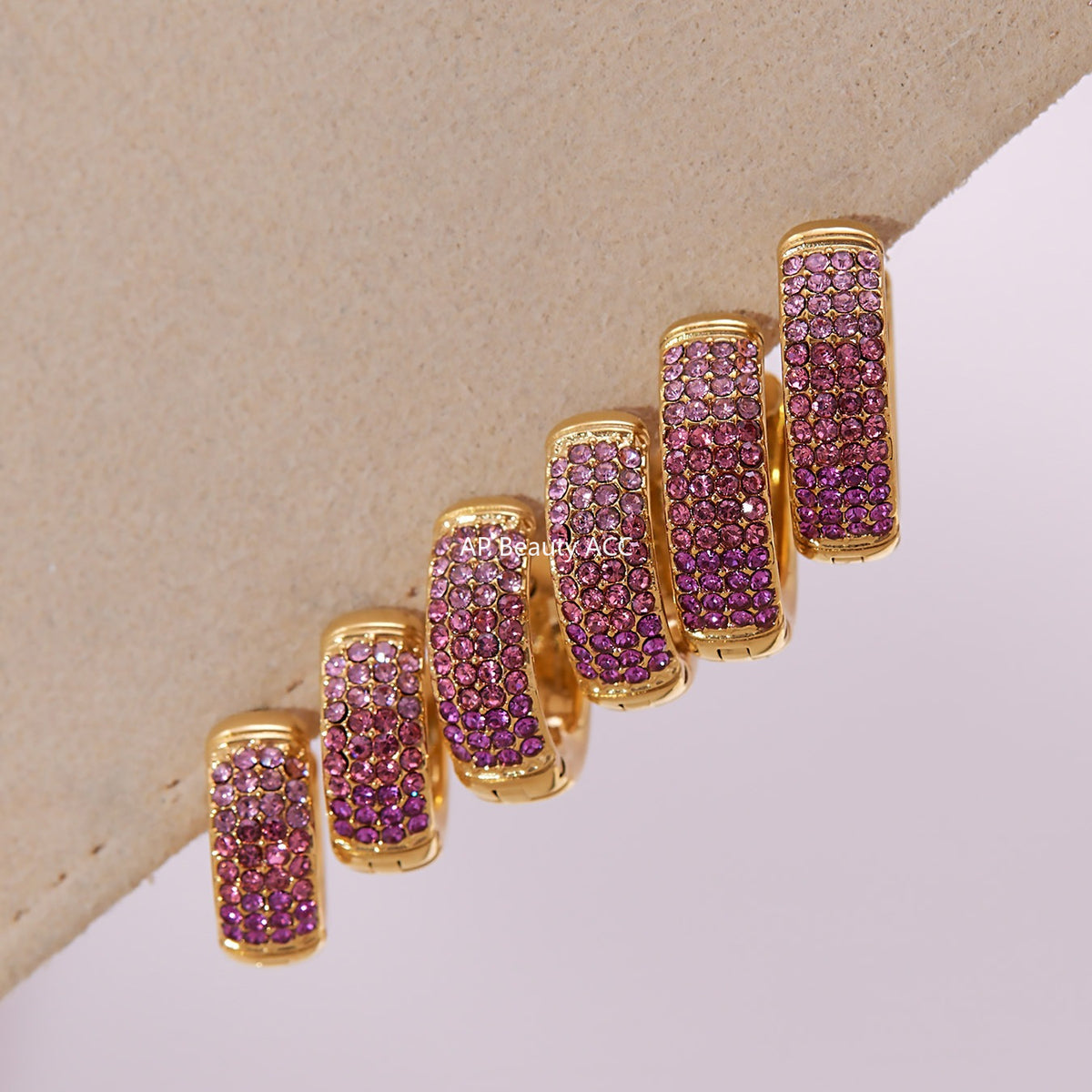 B廠-彩色鋯石拼色圓圈耳環大中小尺寸耳扣不鏽鋼鍍18k真金飾品「F931」25.11-2