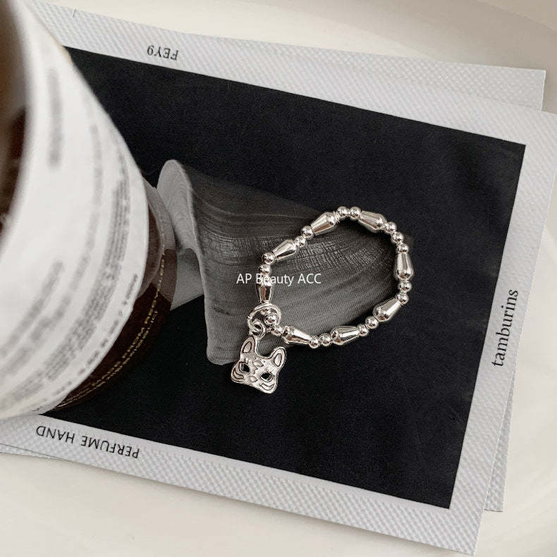 C廠-韓國輕奢小眾老花四葉草糖果十字架愛心大象米珠彈力S925純銀戒指「RC」25.11-4