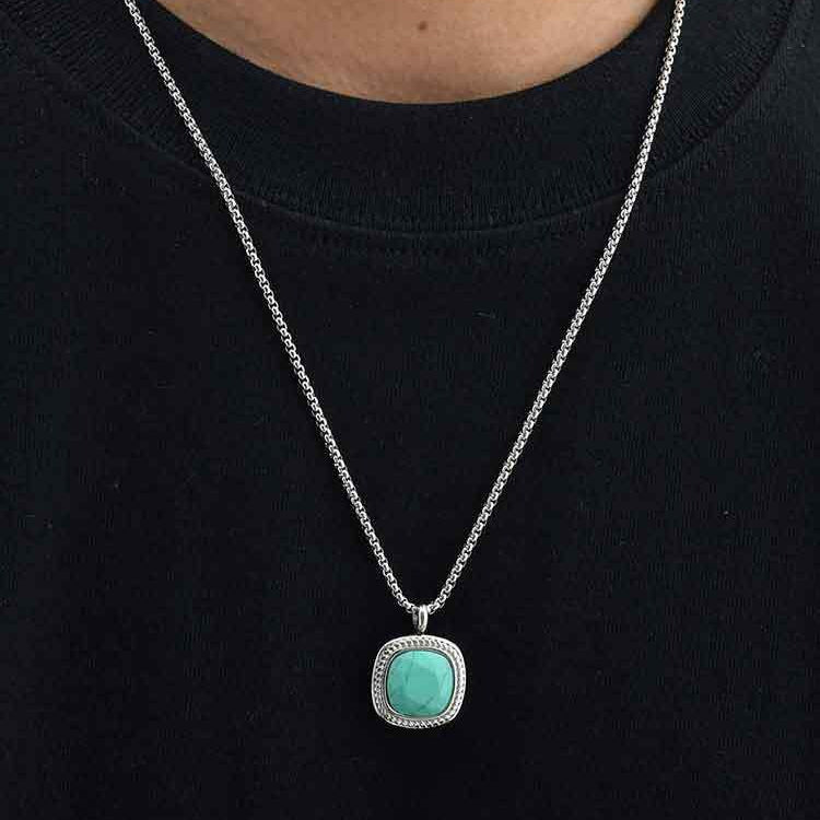 G廠-鈦鋼跨境方形切面吊墜項鍊夏季百搭男士簡約時尚設計感項墜「NC-353」25.11-1