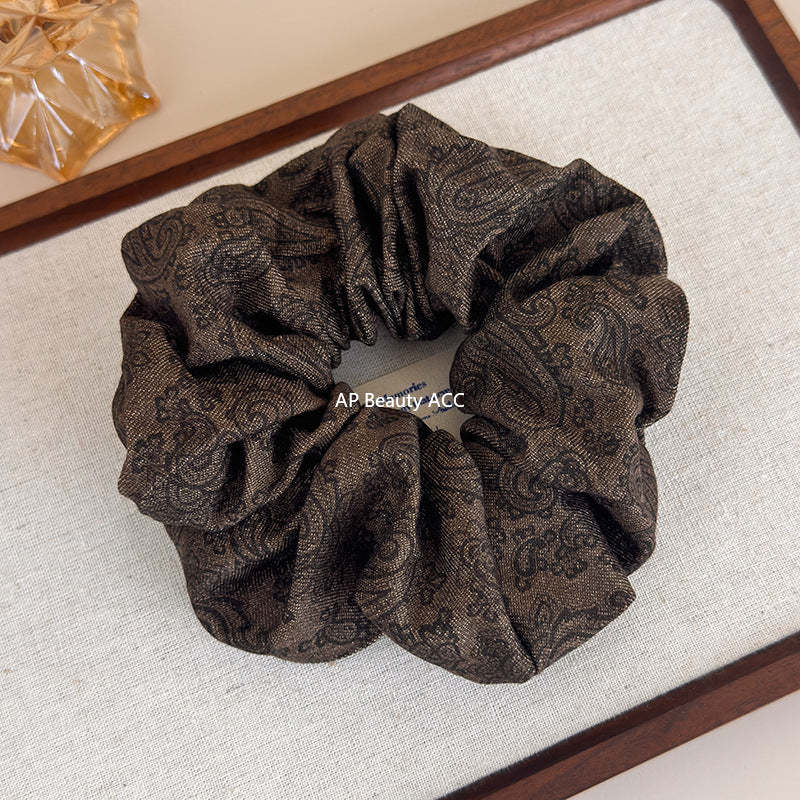 E廠-韓系復古腰果印花大腸髮圈女扎馬尾頭繩不傷髮大號髮繩橡皮筋髮飾「27630」25.11-1