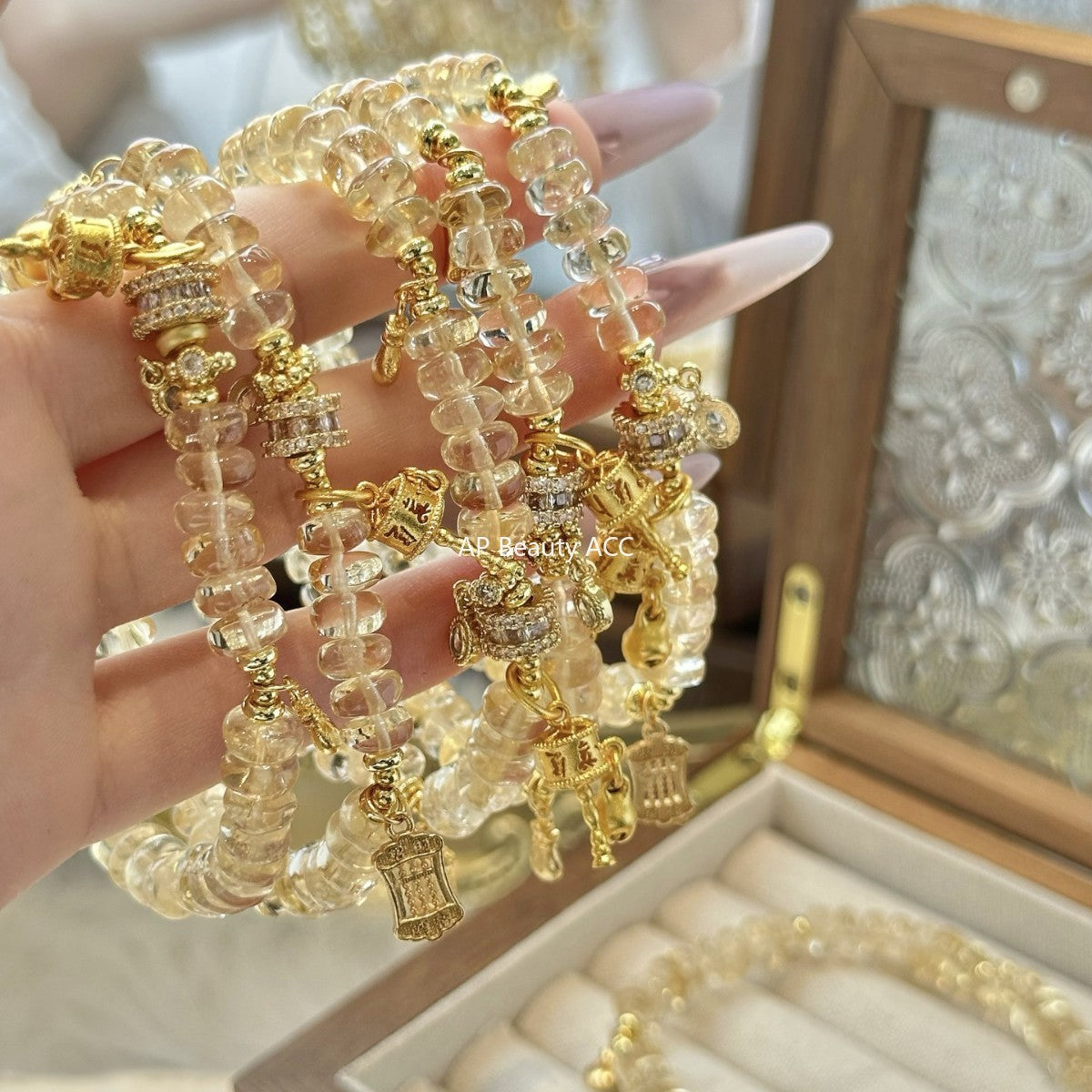 AS廠-天然黃水晶算盤時尚氣質簡約高級感招財轉運珠手鍊手串爆款「l2980」25.11-2