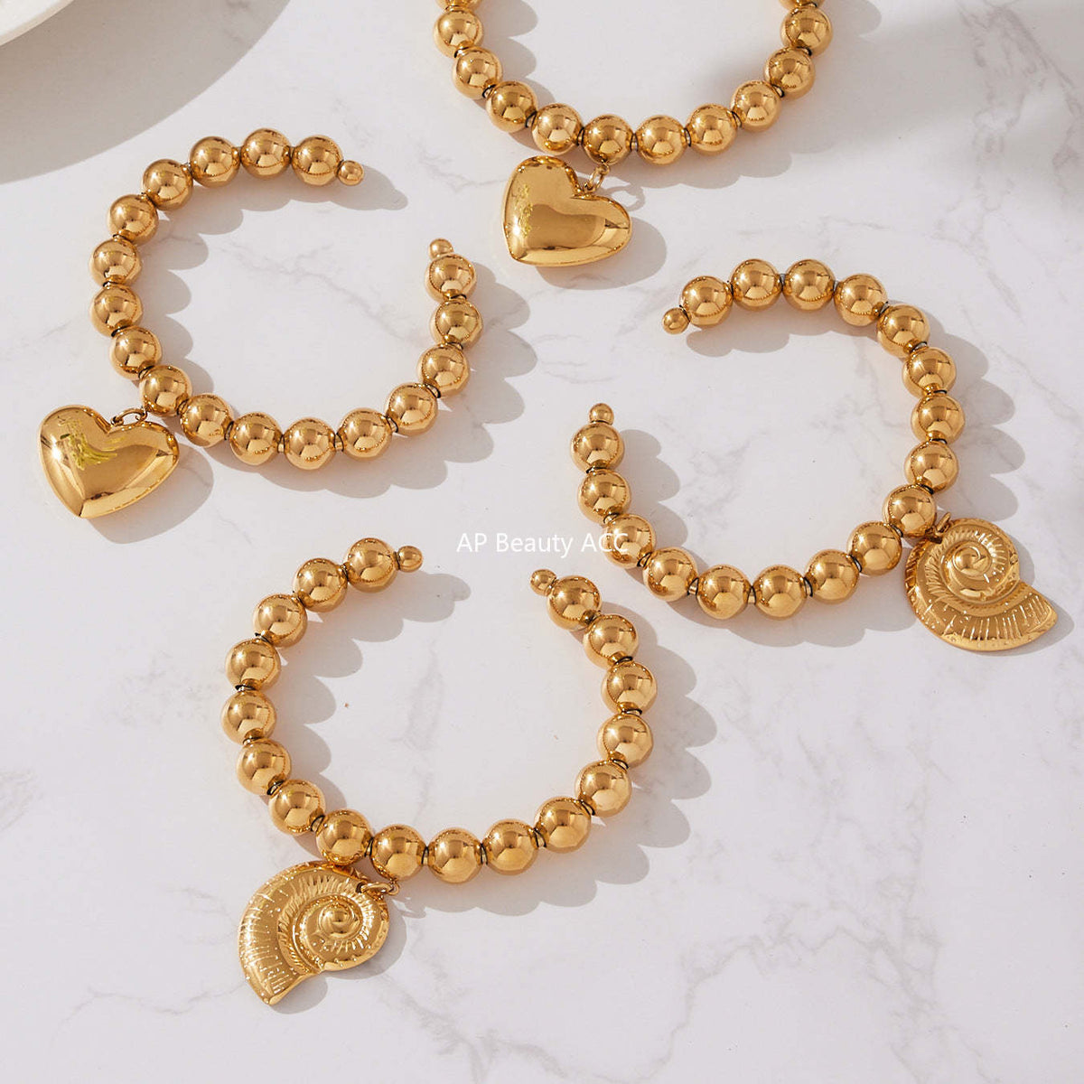 B廠-不鏽鋼空心歐美大愛心鋼珠手環鍍18k真金簡約時尚百搭手鐲「E701-E702」25.10-5