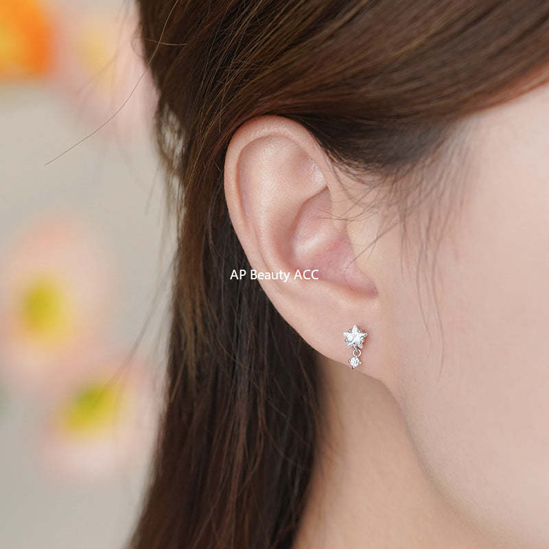 D廠-S925純銀不對稱愛心星星蝴蝶流蘇耳環女時尚個性耳骨耳環「YC5980E_1」25.11-1