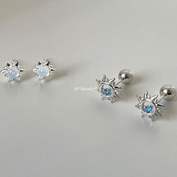 C廠-999純銀小太陽耳釘女高級感耳骨釘小眾特耳環小巧精緻氣質耳飾「EH-2451.eb」25.11-1