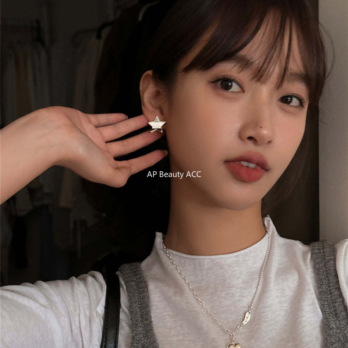 C廠-銀色立體五角星耳環女小眾設計耳飾輕奢高級感特漂亮巨好看耳環「EH-2399」25.12-3