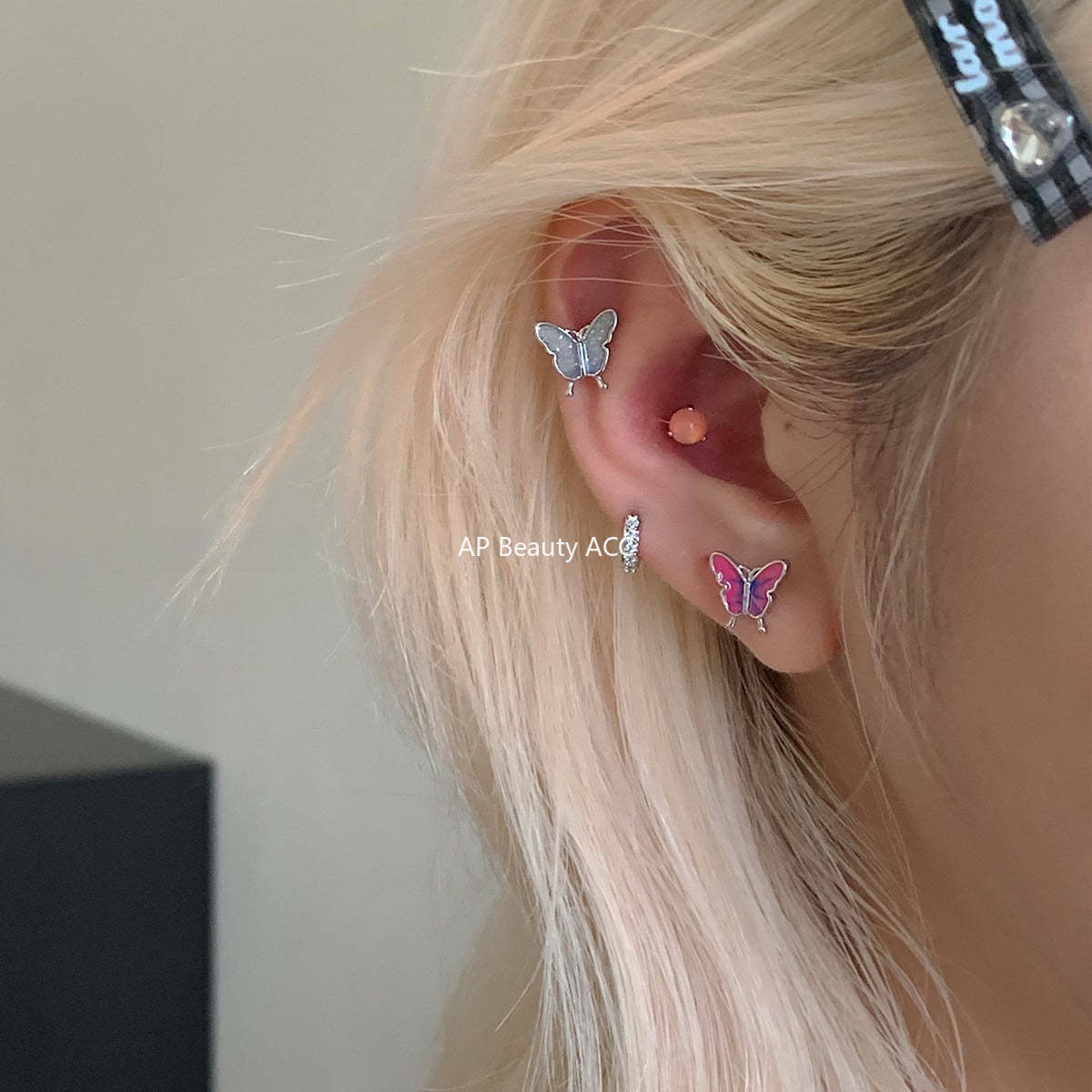 C廠-森系靈動蝴蝶耳釘女絕美夢幻甜美風銀針耳骨釘甜酷高級感秋冬耳飾「EH-4126」25.10-5