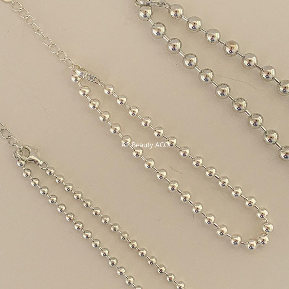 F廠-韓版韓國明星同款S925純銀2mm圓珠極簡珠珠手鍊「A325」25.11-2