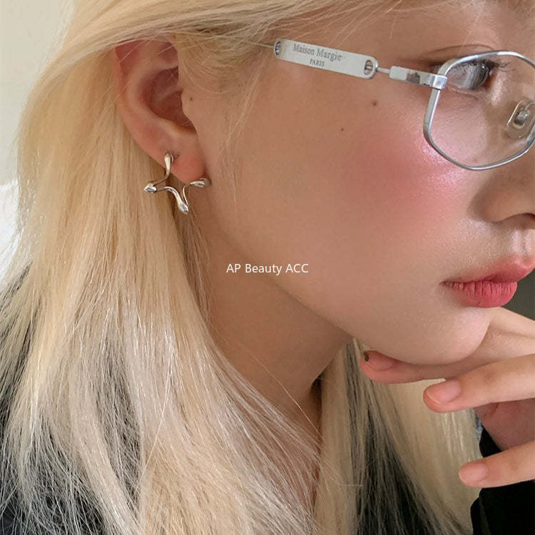 C廠-韓版INS四芒星銀針耳釘小眾輕奢設計感高級耳環日常百搭秋冬耳飾「EH-4276」25.11-4