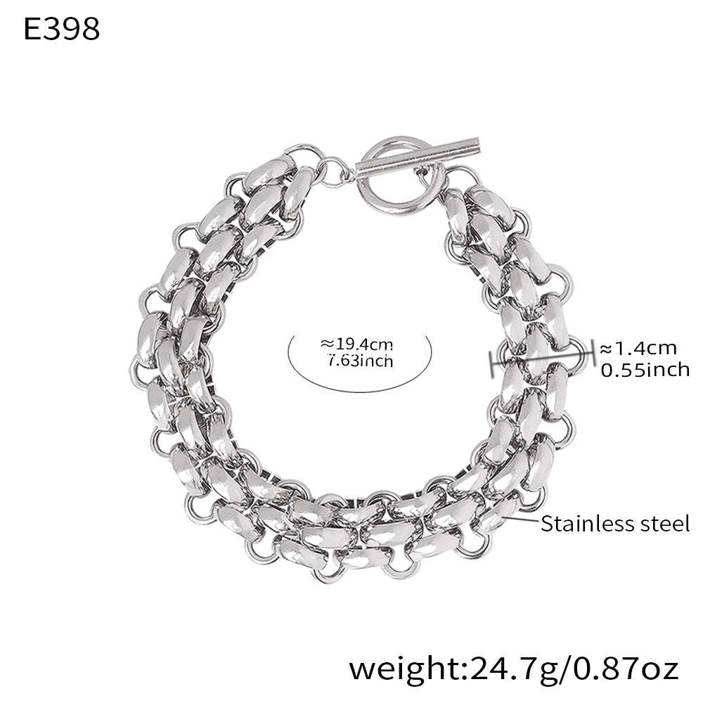 B廠-不鏽鋼OT扣純粗鏈條項鍊手鍊套裝歐美中性嘻哈誇張飾品鍍18k真金「P1441」25.12-2