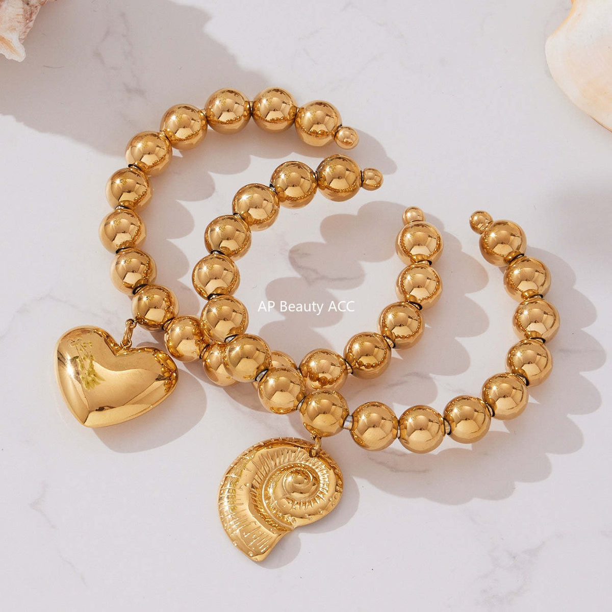 B廠-不鏽鋼空心歐美大愛心鋼珠手環鍍18k真金簡約時尚百搭手鐲「E701-E702」25.10-5