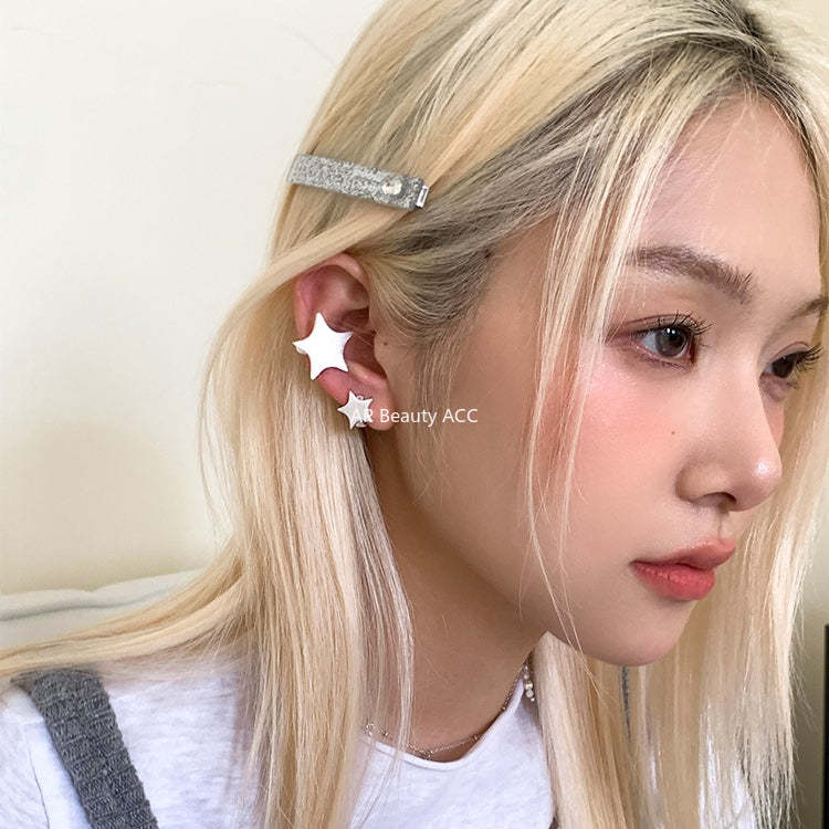 C廠-韓版拉絲五角星無耳洞耳夾女時尚簡約氣質耳骨夾輕C形高級感輕奢「EJ-49」25.12-1