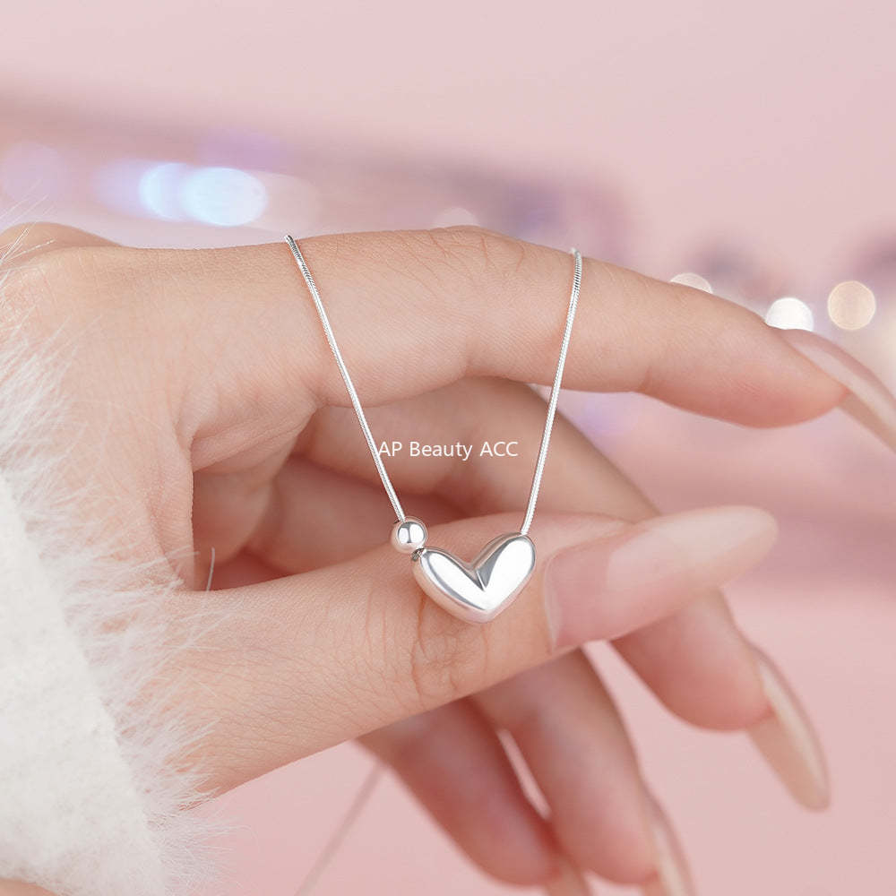 D廠-純銀S925愛心圓珠項鍊女小眾設計復古輕奢甜美可愛簡約鎖骨鏈批發「YC2177N_1」25.12-3