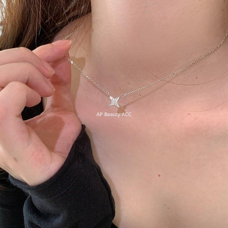 C廠-閃鑽星星純銀項鍊ins小眾設計輕奢高級感氣質鎖骨鏈簡約百搭頸鏈「XL-1229」25.11-1