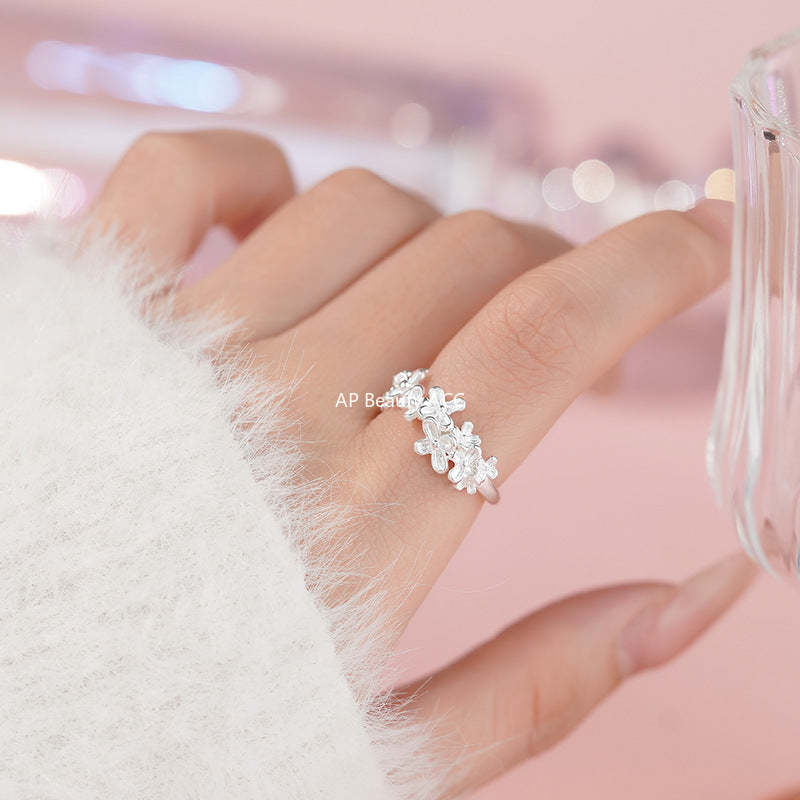 D廠-S999足銀桂花戒指清新森系唯美氛圍感溫柔日常通勤手飾戒指批發「YC3087R_1」25.11-3