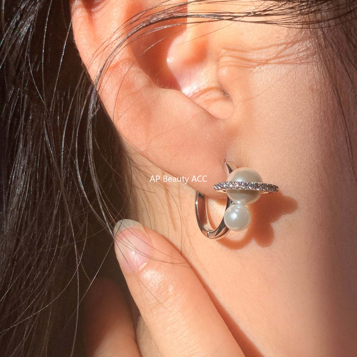 C廠-925銀針鋯石耳環女輕奢復古氣質珍珠耳扣設計感高級秋冬百搭耳飾「EH-4312」25.12-3