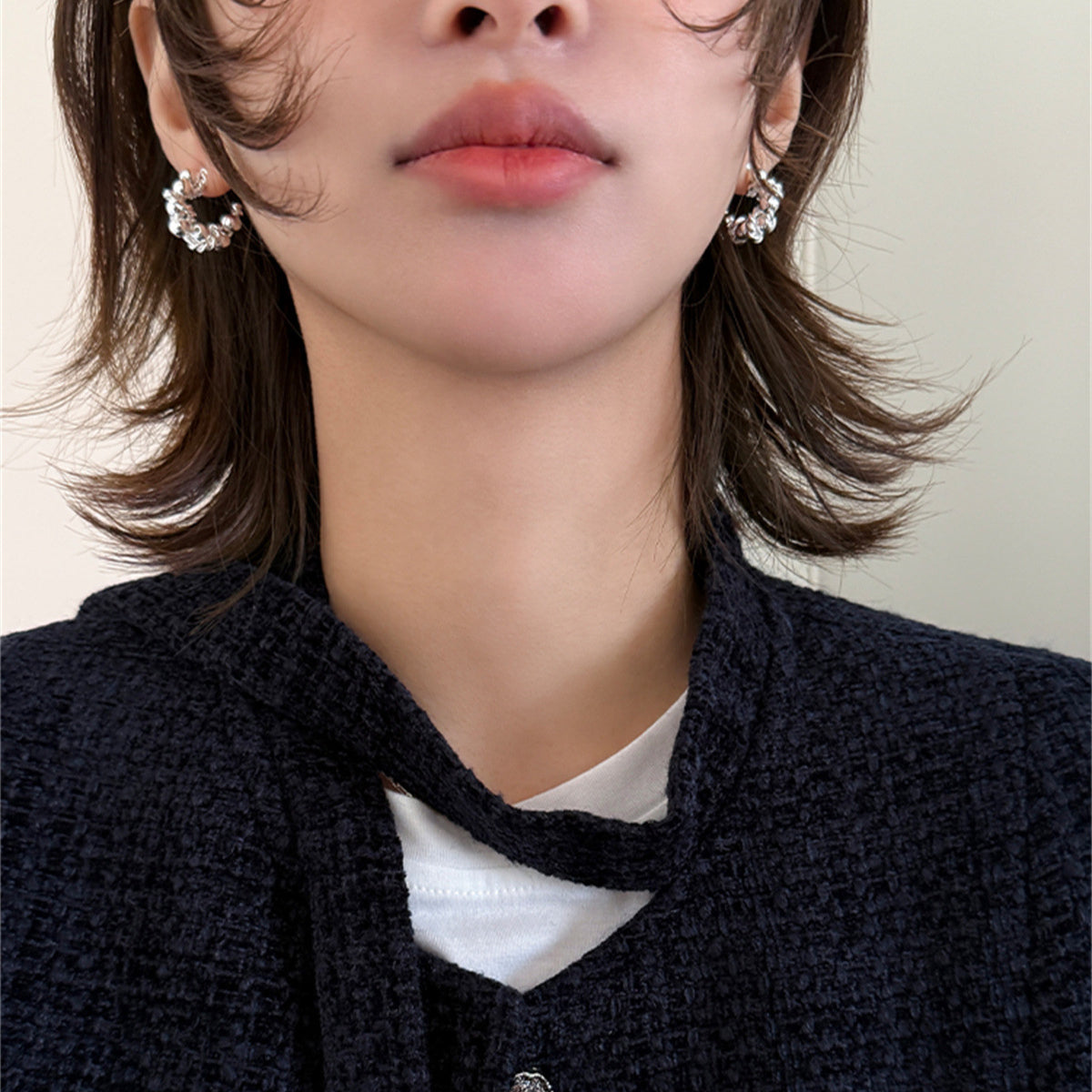 C廠-赫本風復古藤條金屬球耳釘女設計感高級耳環輕奢冷淡風小眾耳飾「EH-3483」25.04-3