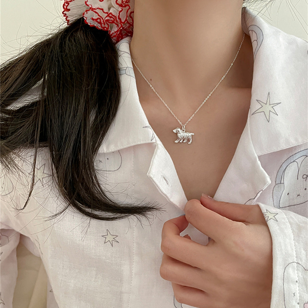 C廠-925純銀可愛小狗吊墜項鍊女韓版百搭ins小眾設計感高級新款鎖骨鏈「XL-1106」25.08-3