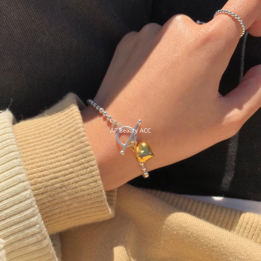 F廠-韓國明星同款S925純銀圓珠愛心簡約光珠鏈手鐲手環手飾「A323」25.11-2