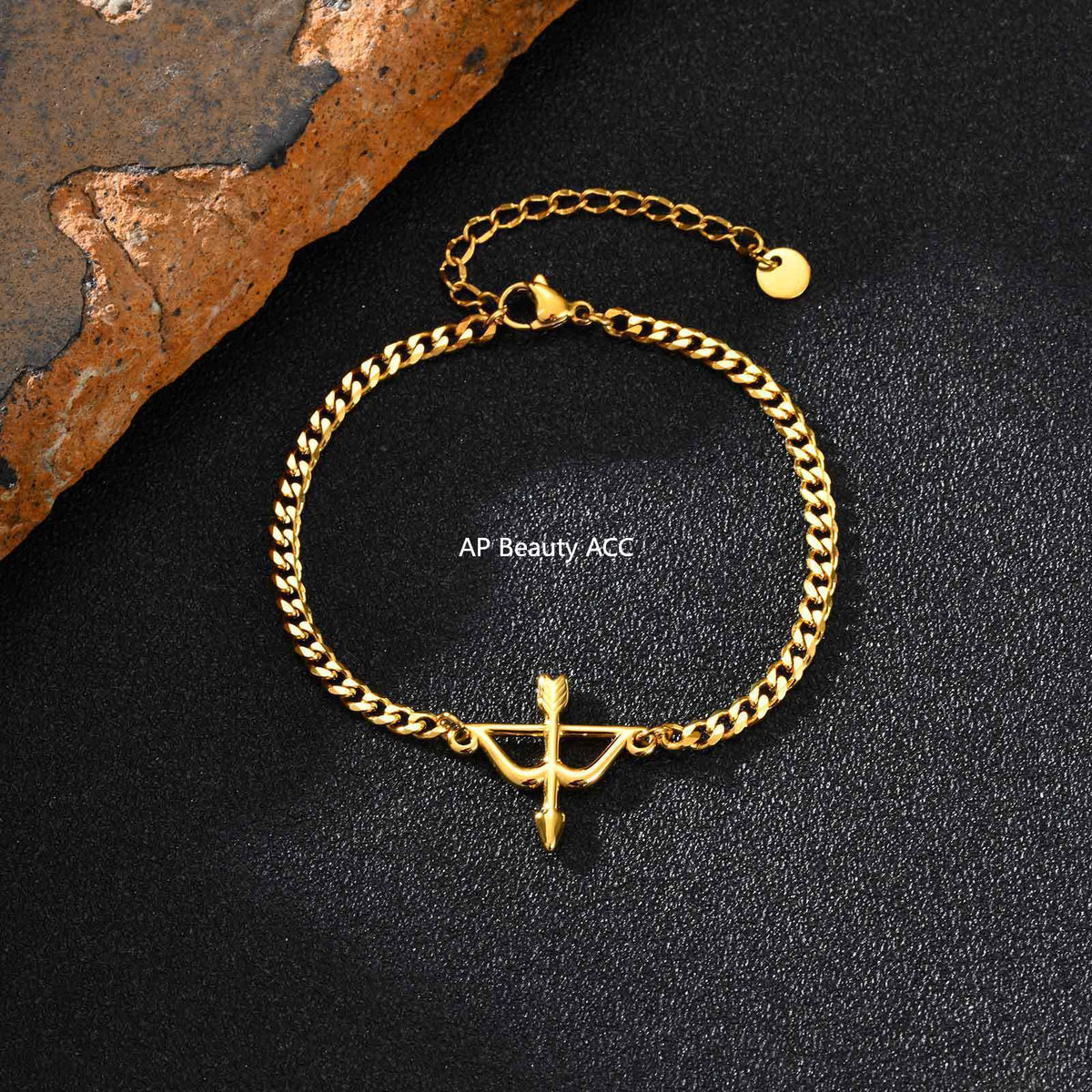 G廠-不鏽鋼六面磨鏈弓箭手鍊金色幾何射箭手鍊時尚氣質批發「BR-2621」25.11-1