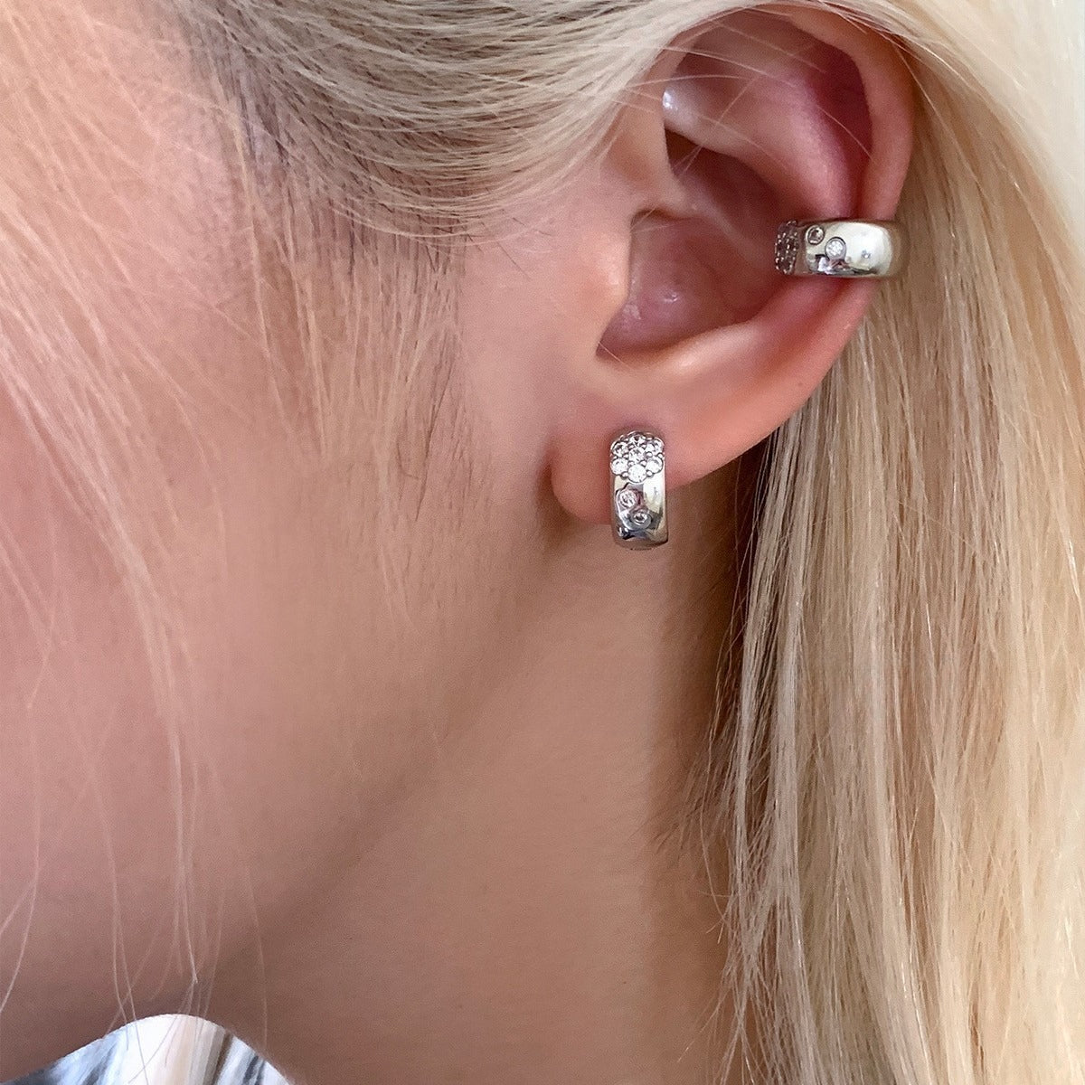 C廠-簡約冷淡風鋯石耳夾女秋冬新款冷淡風時尚氣質耳環百搭高級感耳飾「EJ-41」25.10-3