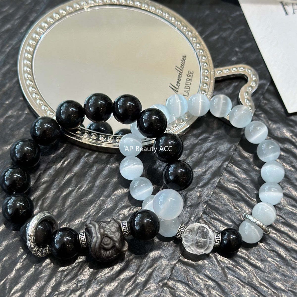 AS廠-情侶款天然黑曜石手鍊輕奢小眾設計貓眼石手串情人節七夕禮物「l2840」25.10-4