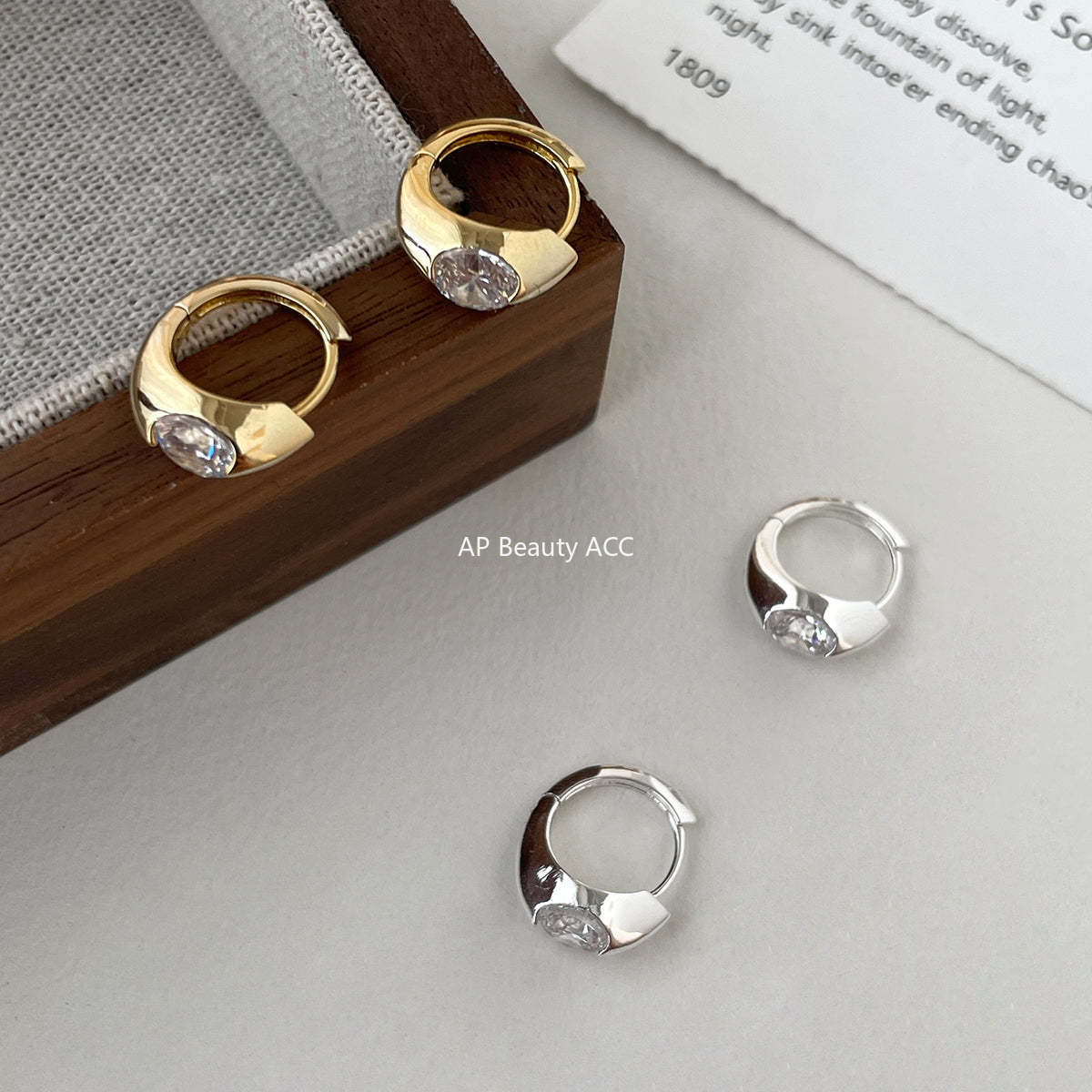 C廠-耳環新爆耳釘小眾設計鋯石耳圈銀針耳耳飾女高級感氣質耳飾「EH-2549.SJ」25.12-3