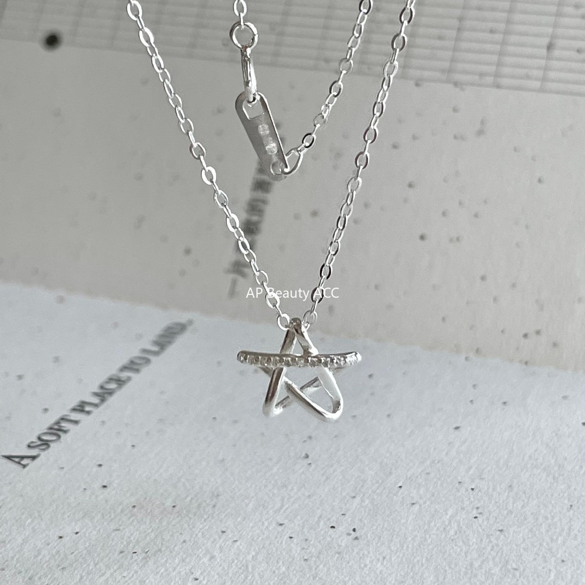 F廠-韓國韓版925純銀鋯石星星項鍊簡約氣質ins小紅書項鍊「B1381」25.11-1