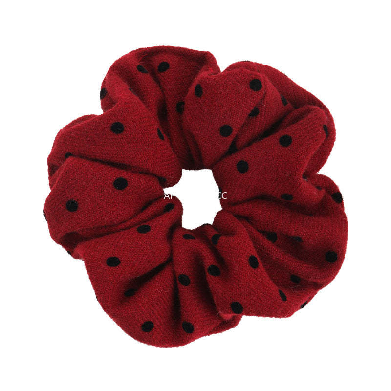 E廠-新年紅色波點大腸髮圈網紅2025新款綁頭髮頭繩高顱頂頭箍洗臉髮捆「27755」25.12-1