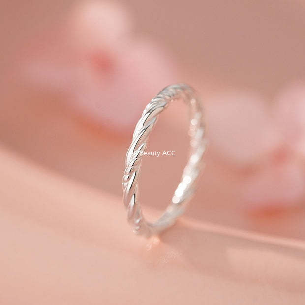 D廠-純銀S925精緻麻花戒指女輕奢簡約甜美高級感氣質百搭小眾指環「YC3302R_1」25.12-3