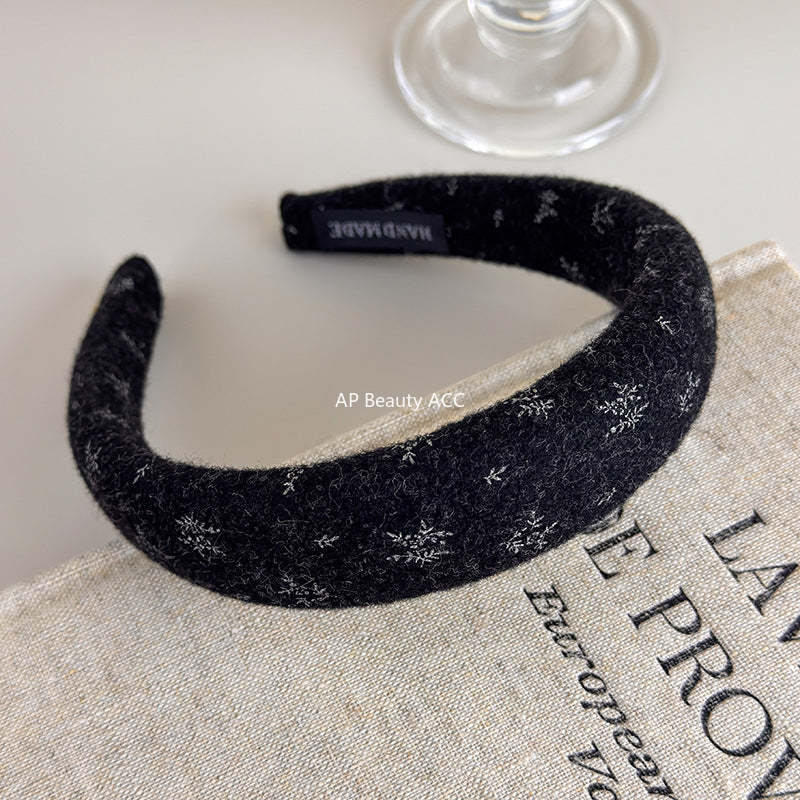 E廠-復古時尚秋冬針織小碎花海綿髮箍女外出壓髮卡氣質百搭高顱頂頭箍「27633」25.11-1