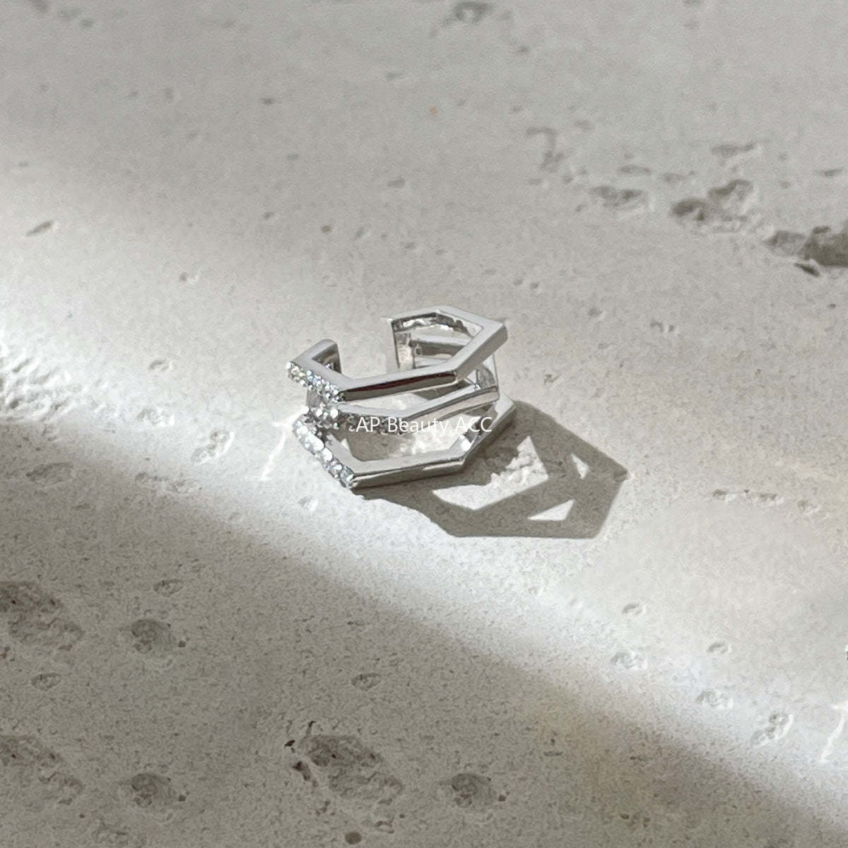 C廠-網紅個性疊戴風多層鋯石銀針耳耳釘女韓系時尚清冷ins無耳洞耳夾「EH-4292」25.12-3