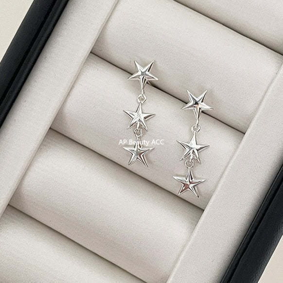 C廠-日韓極簡冷淡風星星流蘇耳釘女潮流復古高級感銀針耳環輕奢耳飾「EH-4335」25.11-4