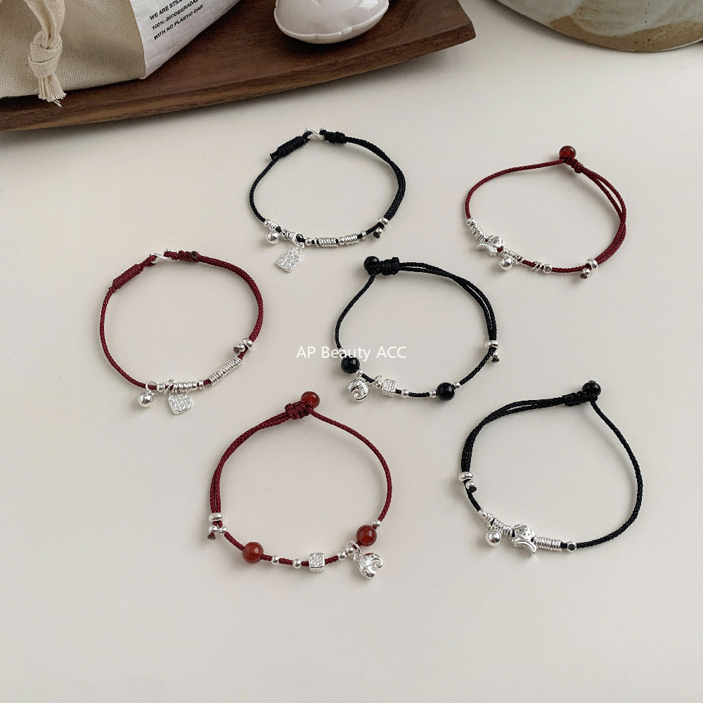 C廠-國朝新中式古風如意歲歲平安狗狗吉祥大象小象編繩手鍊S925純銀「1603-1605-1606」25.11-2