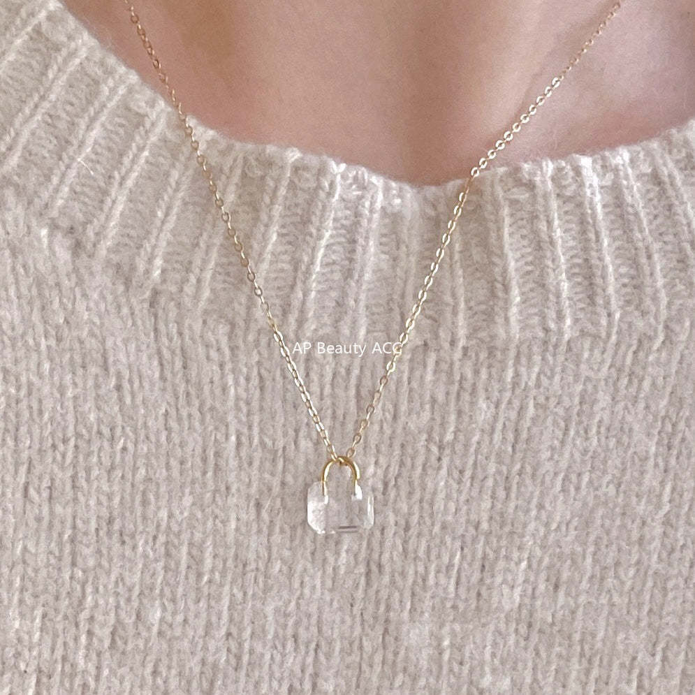 F廠-韓國韓版925純銀鎖頭項鍊簡約氣質百搭ins小紅書項鍊「B1386」25.11-4