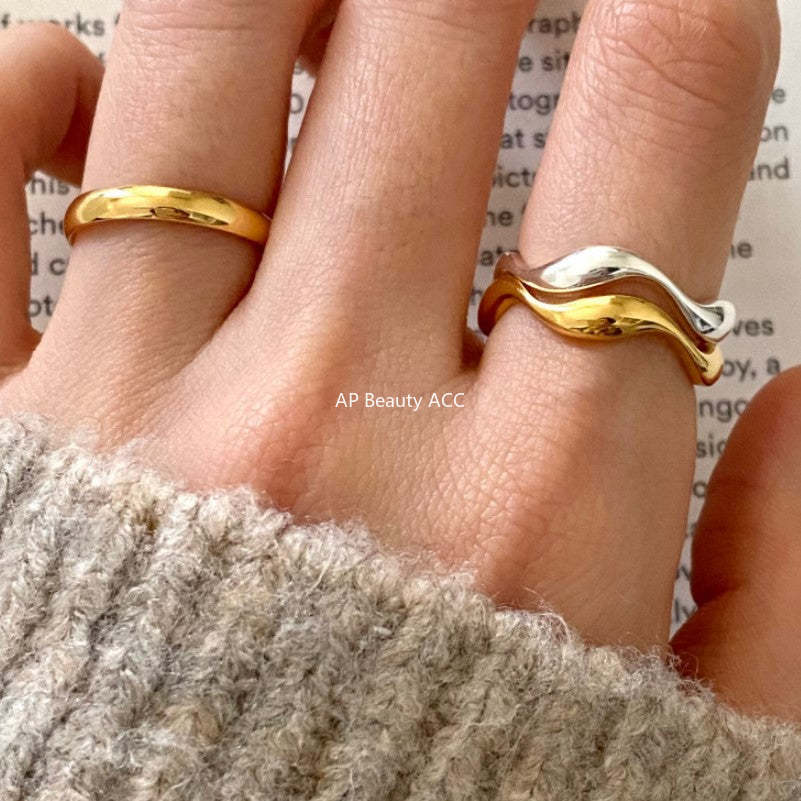 F廠-韓國韓版東大門925純銀戒指簡約氣質百搭自然曲線指環戒指「J1174」25.12-1