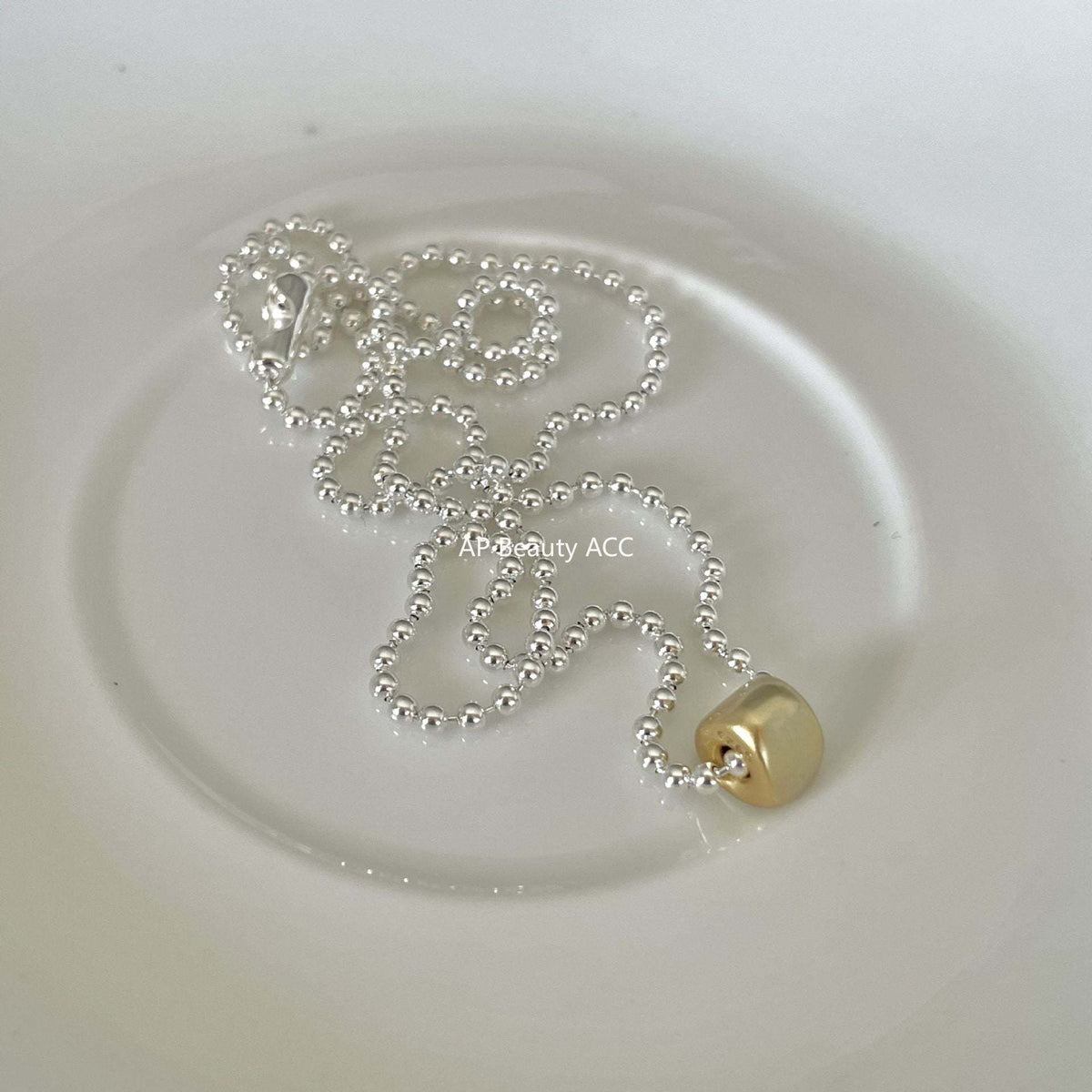 F廠-韓國韓版925純銀三角磨砂珠分色項鍊簡約ins網紅項鍊「B1167」25.12-3