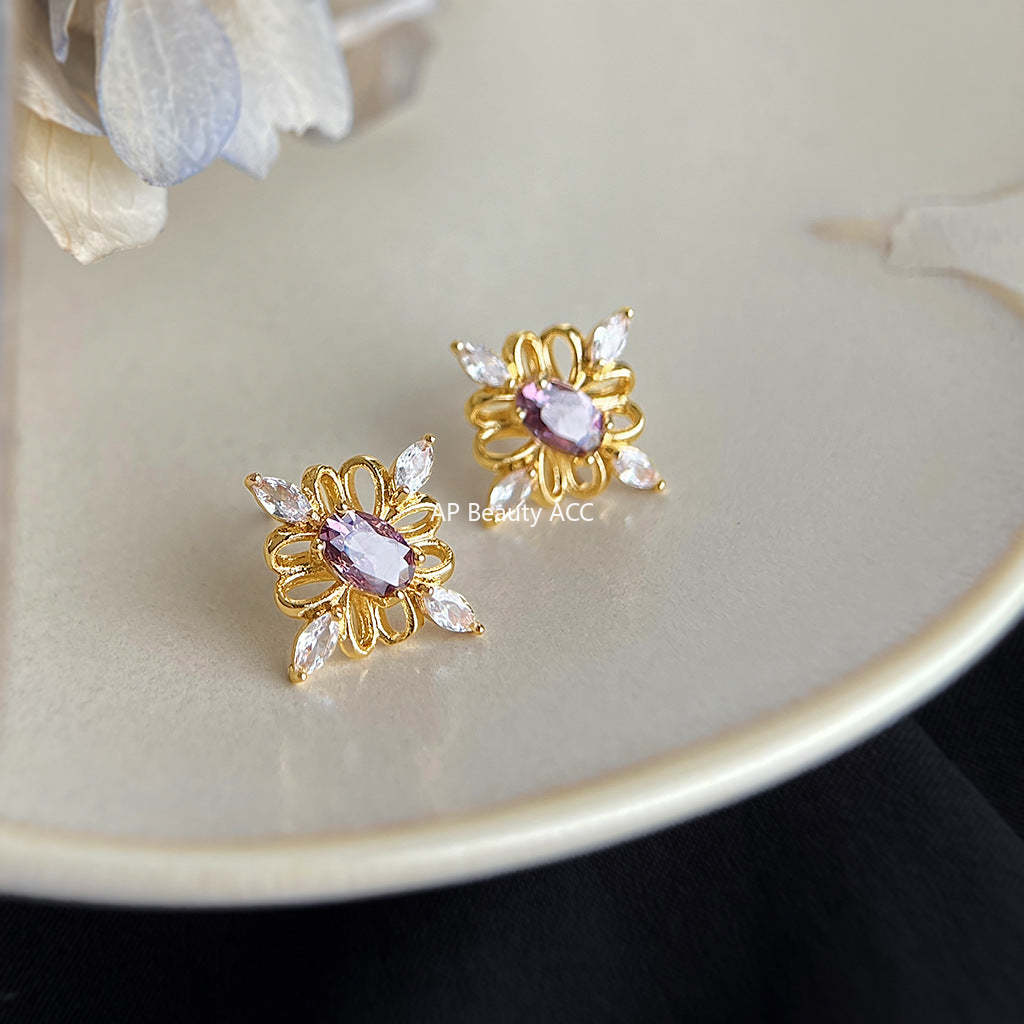 A廠-原創小眾設計時尚高級感輕奢風925銀針鍍14K個性新款耳飾工廠耳釘「7106」25.11-4