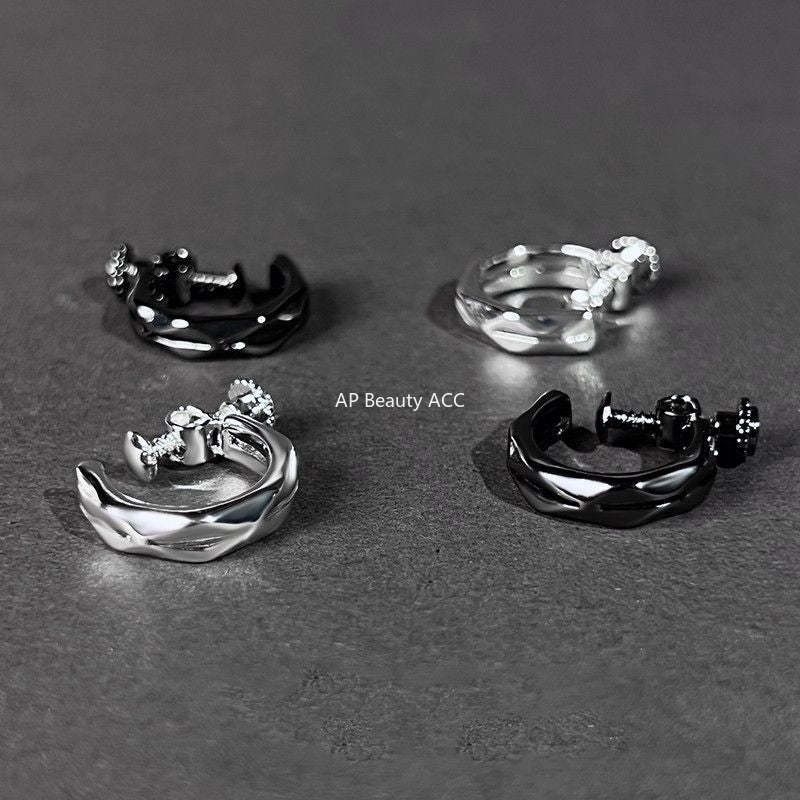 G廠-無耳洞耳夾男個性高級感菱形幾何螺絲耳扣簡約百搭創意感男士耳環「ES990」25.11-4