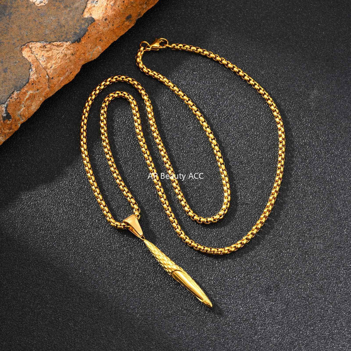 G廠-不鏽鋼跨境錘紋長條吊墜黑色時尚嘻哈風小眾個性飾品「PN-2217」25.11-1