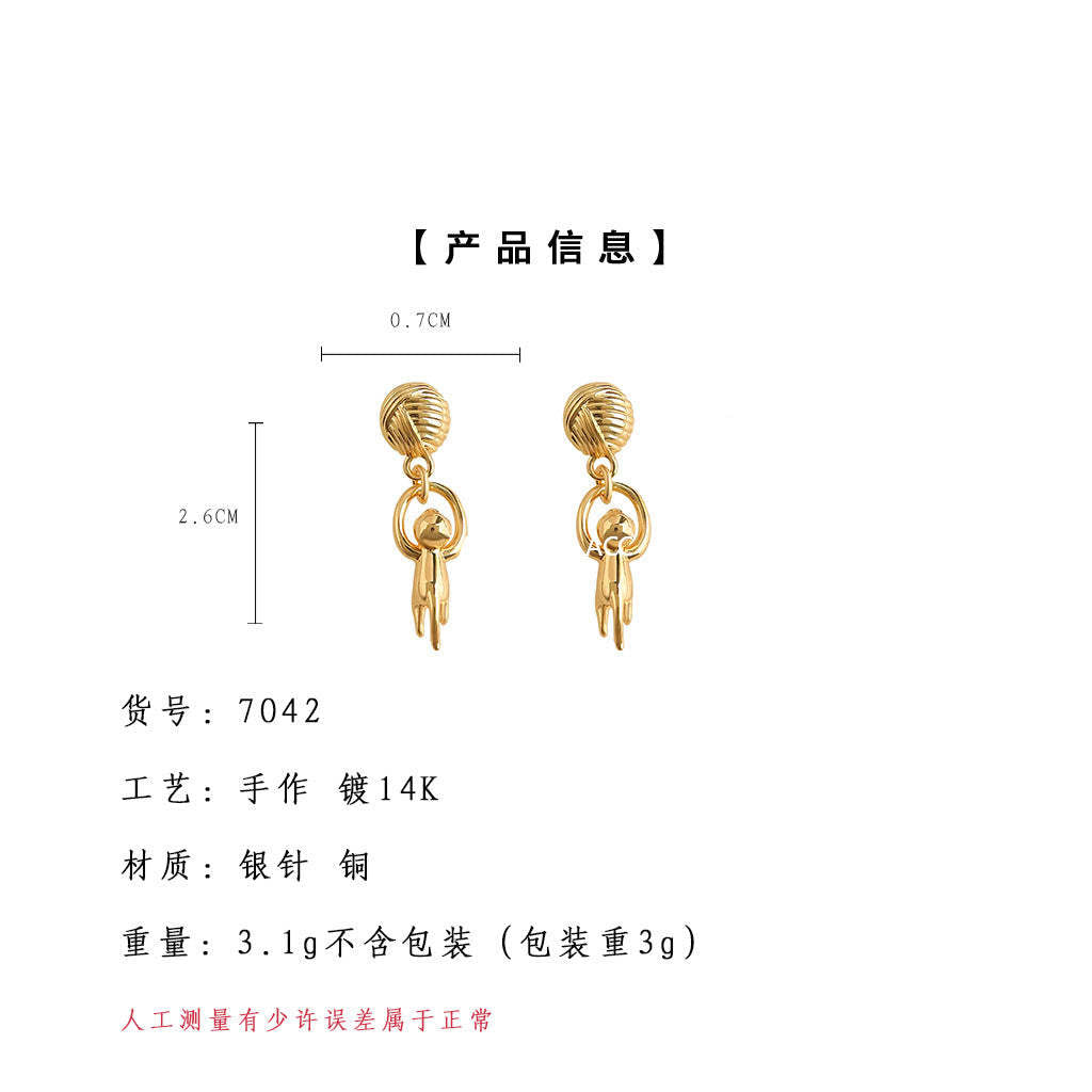 A廠-原創貓咪~925銀針時尚設計感簡約個性小眾新款動物耳飾工廠耳環女「7042」25.11-1