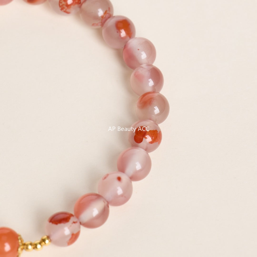 AS廠-源頭工廠批發天然南紅瑪瑙手鍊女新中式冰飄櫻桃紅南紅手鍊高級感「71X028」25.10-1